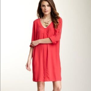 Red BCBG Levin long sleeve shirtdress XS Christmas party holiday party dress